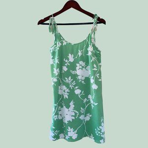 Light Green Floral Silk Dress